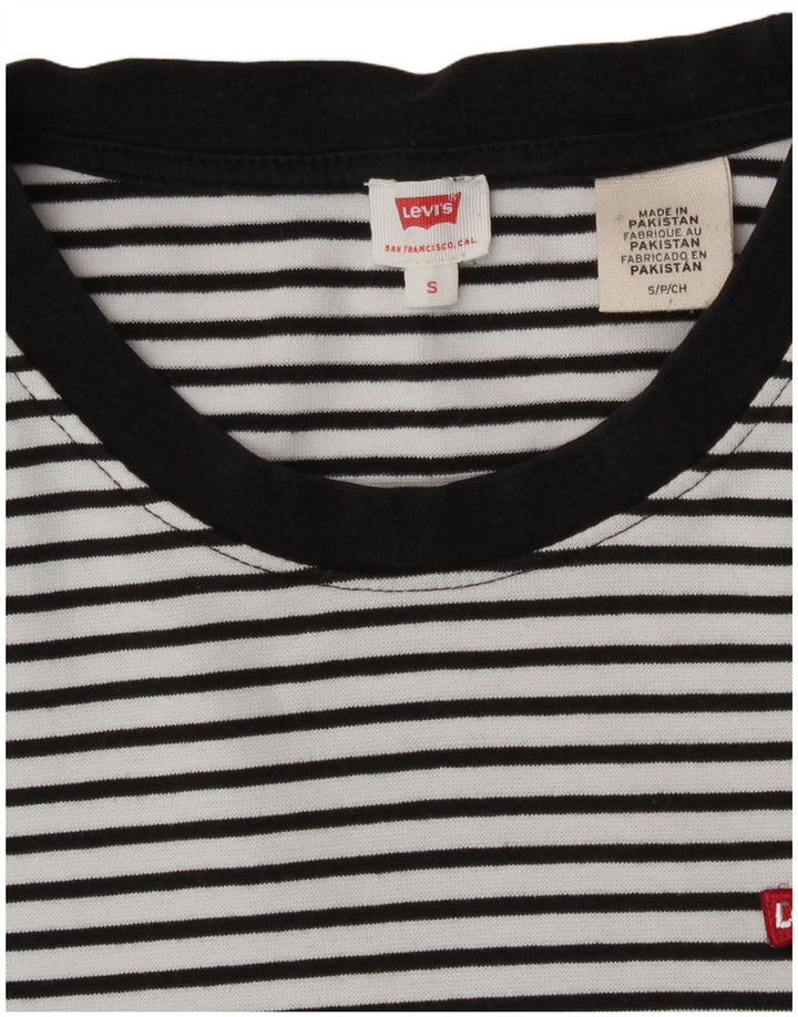 Top feminino Levi's de manga comprida UK 10 pequeno algodão listrado branco