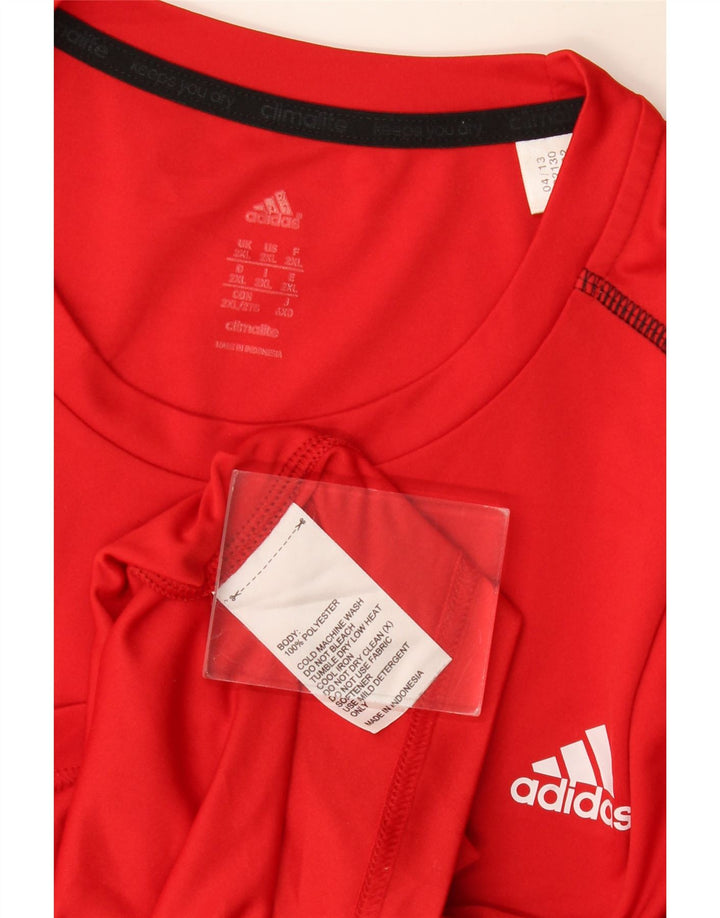 ADIDAS Mens Climalite Camiseta Top 2XL Vermelho Colourblock Poliéster