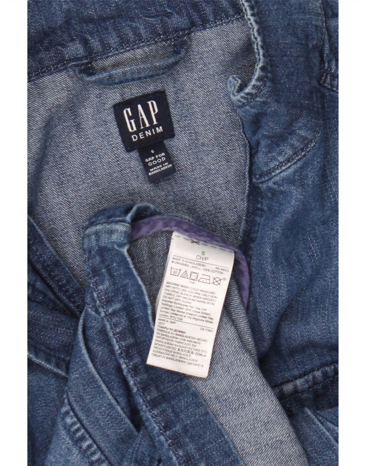 Camisa jeans feminina Gap UK 10 algodão azul pequeno