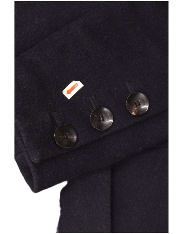 Sobretudo feminino Esprit com capuz UK 16 grande poliéster azul marinho