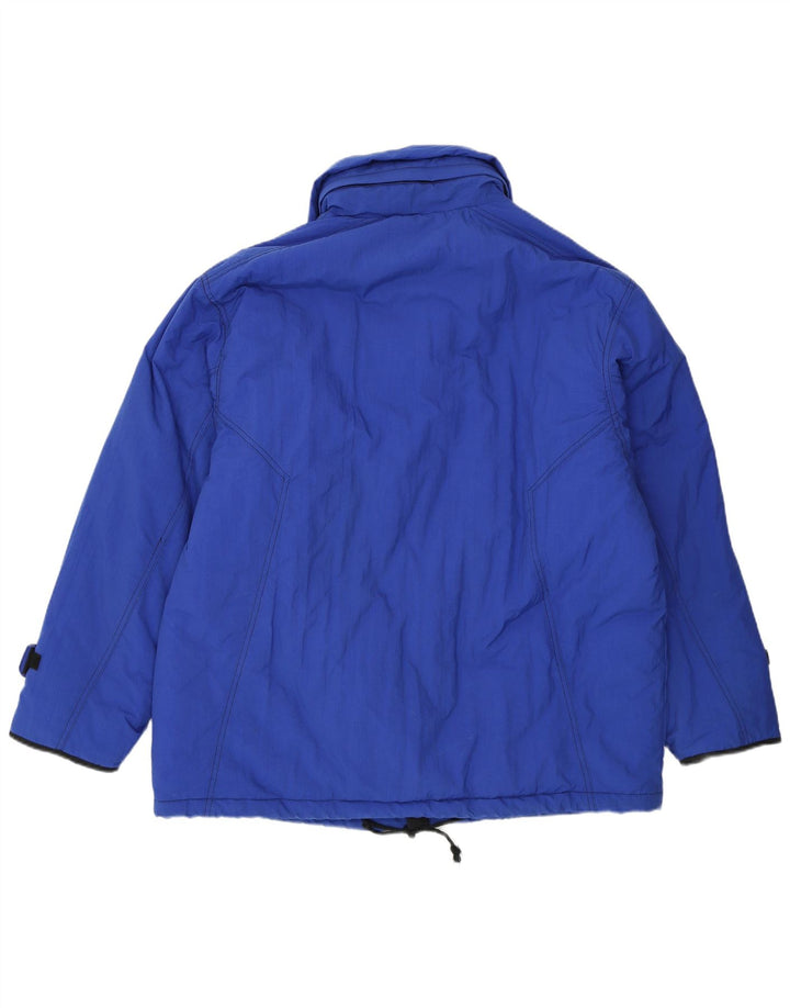 Jaqueta de esqui masculina VINTAGE com capuz UK 40 grande poliamida azul