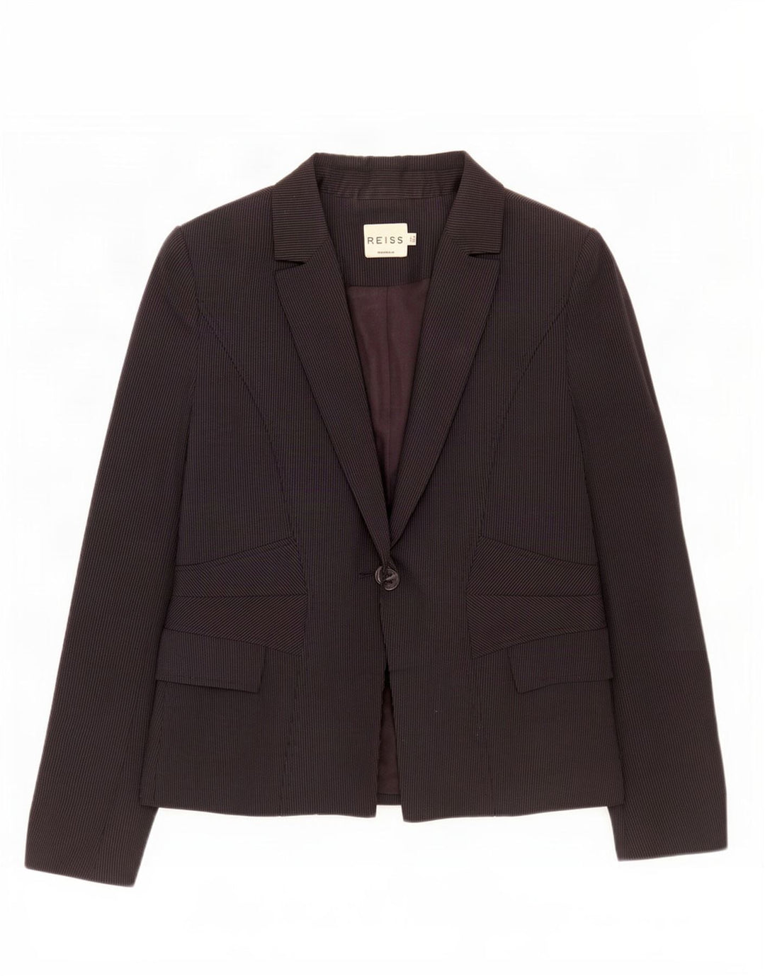 Jaqueta blazer feminina Reiss com 1 botão Reino Unido 8 pequena listra preta viscose