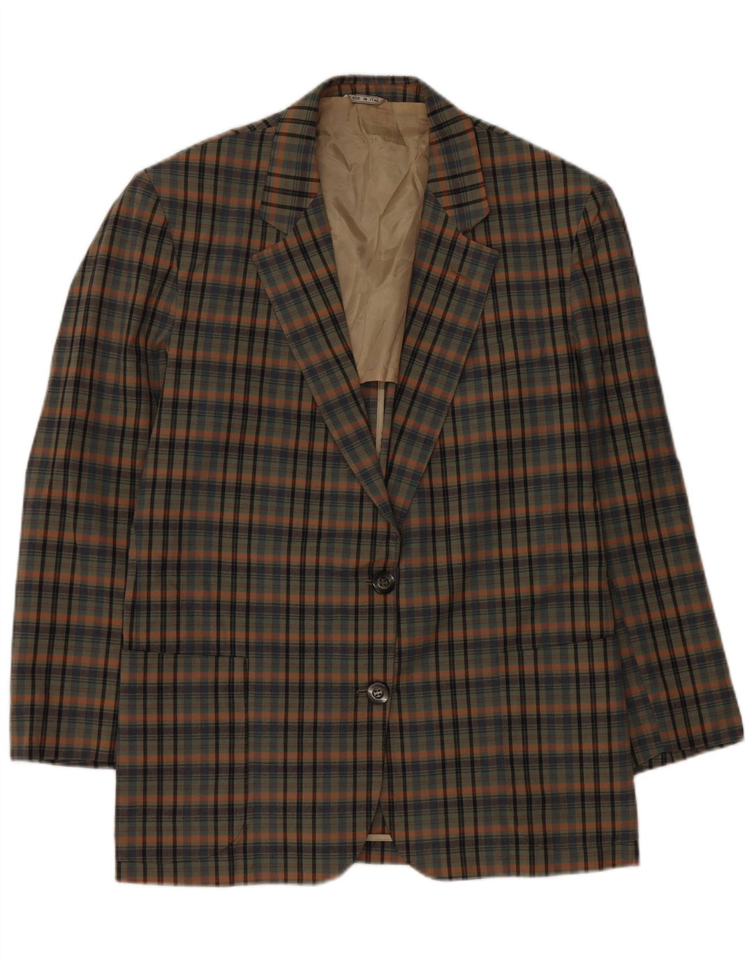 Jaqueta blazer feminina Ingram Azimut com 2 botões IT 48 XL algodão xadrez verde