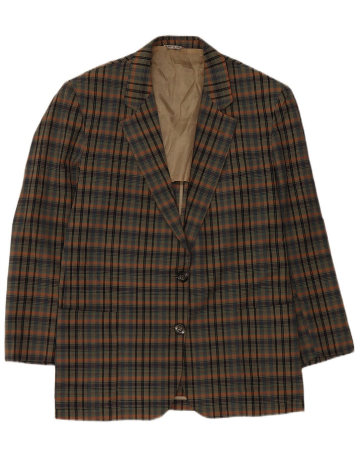 Jaqueta blazer feminina Ingram Azimut com 2 botões IT 48 XL algodão xadrez verde