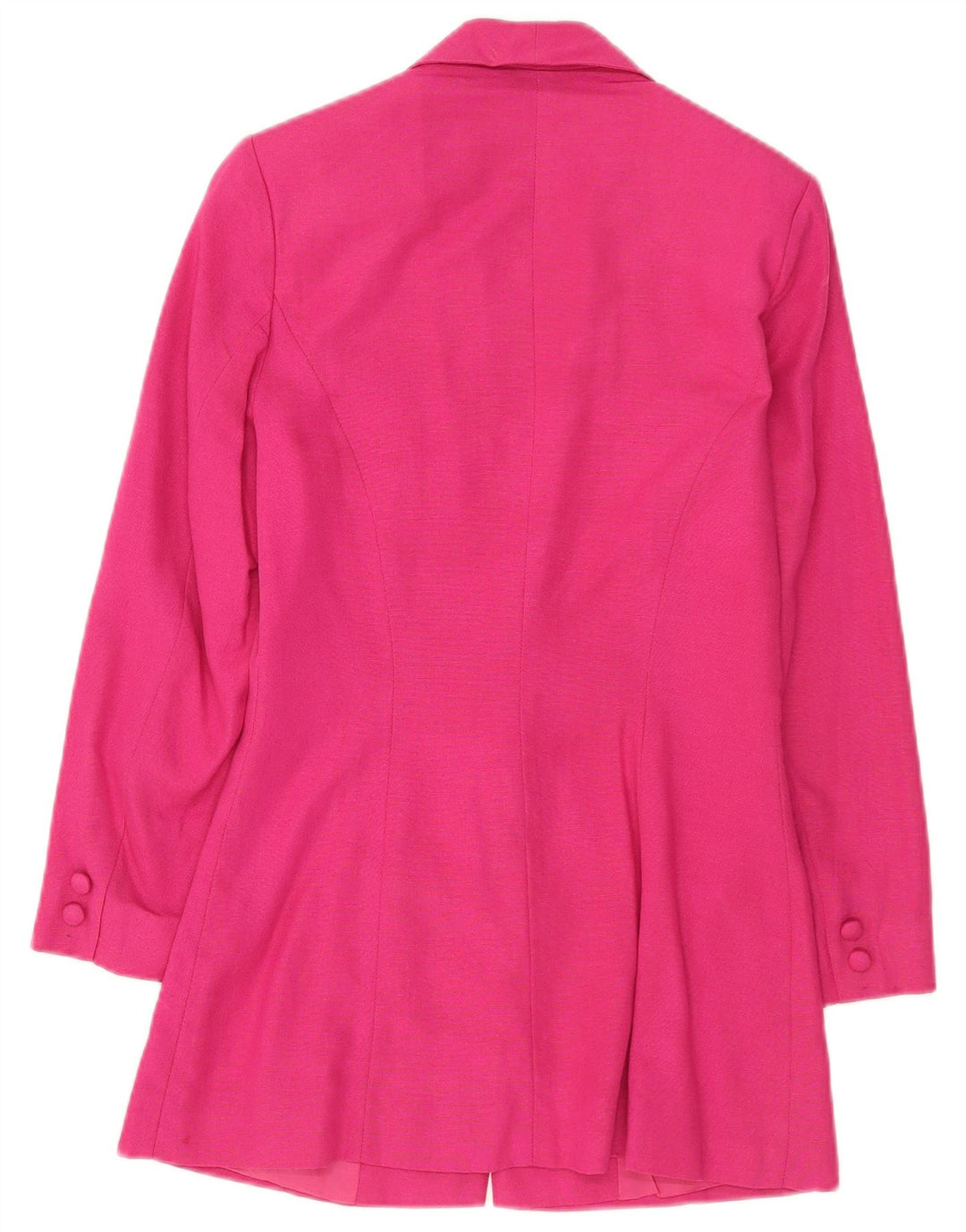 Jaqueta blazer feminina vintage com 3 botões Reino Unido 8 viscose rosa pequena
