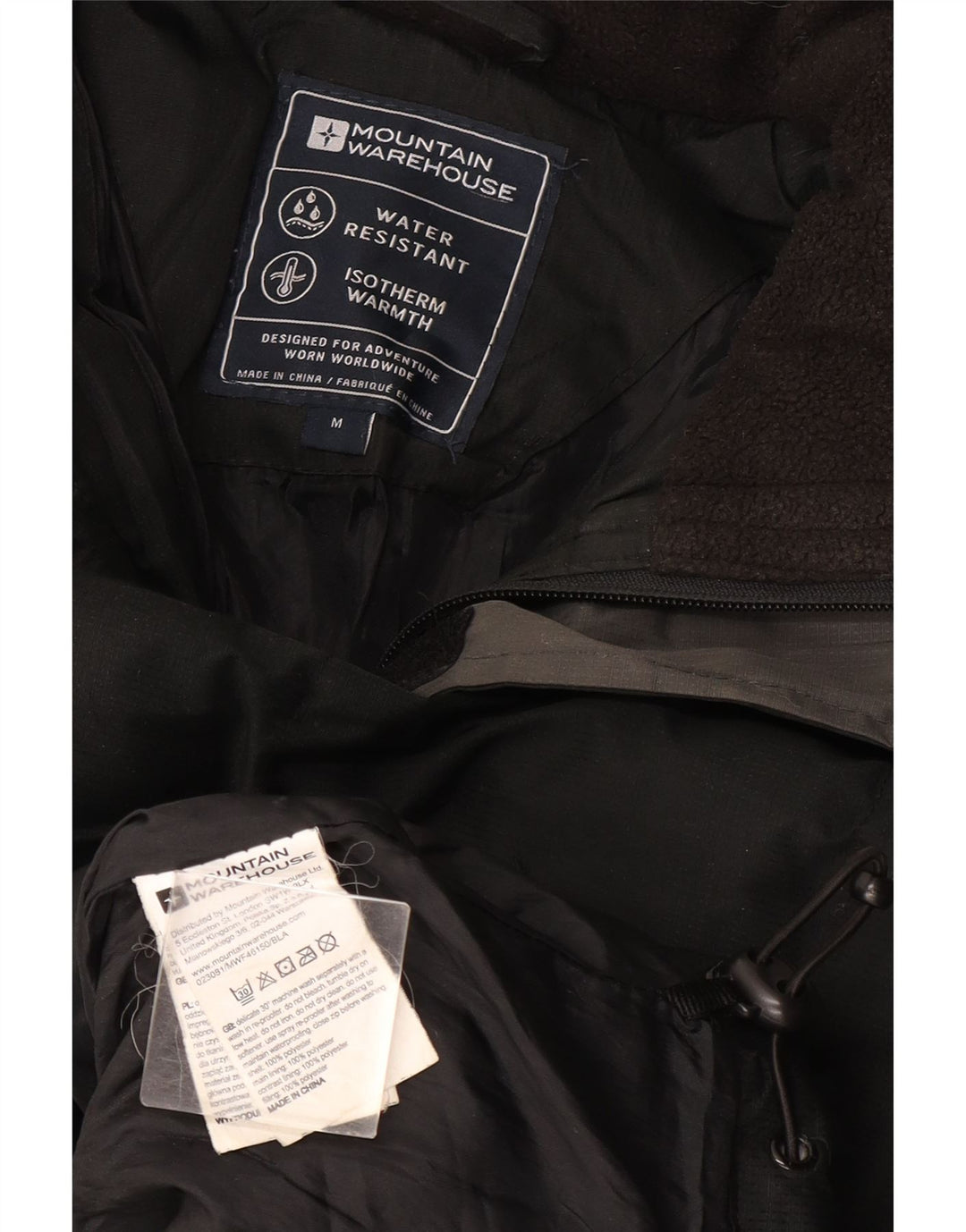 Jaqueta acolchoada com capuz masculina Mountain Warehouse poliéster preto médio Reino Unido 38