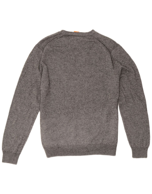 Suéter masculino Hugo Boss com gola redonda XL algodão manchado cinza