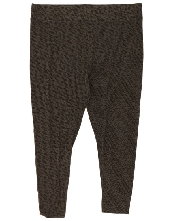 Leggings capri femininas Marks & Spencer Reino Unido 20 2XL cáqui viscose geométrica