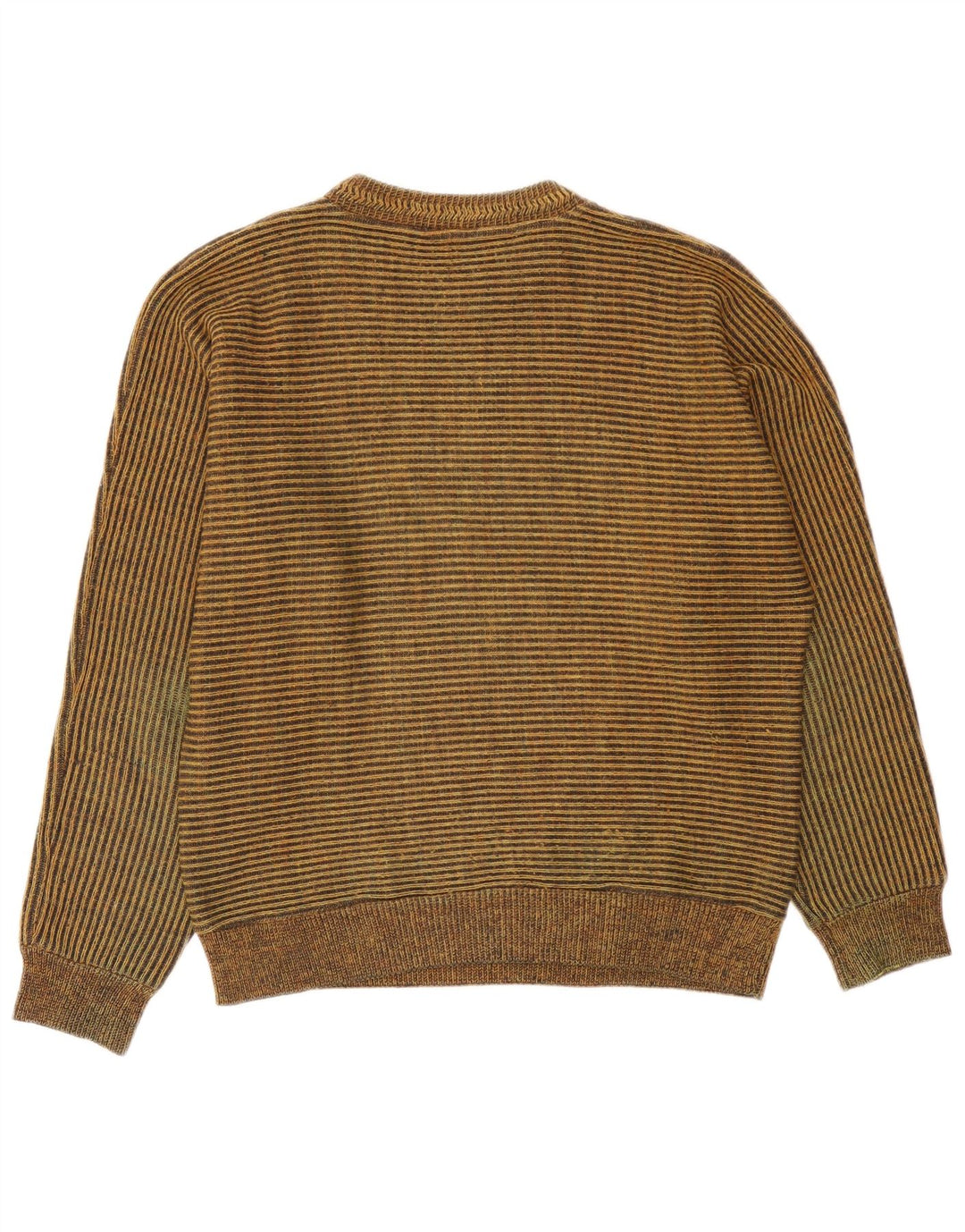 Suéter vintage masculino com gola redonda listrado médio multicolorido