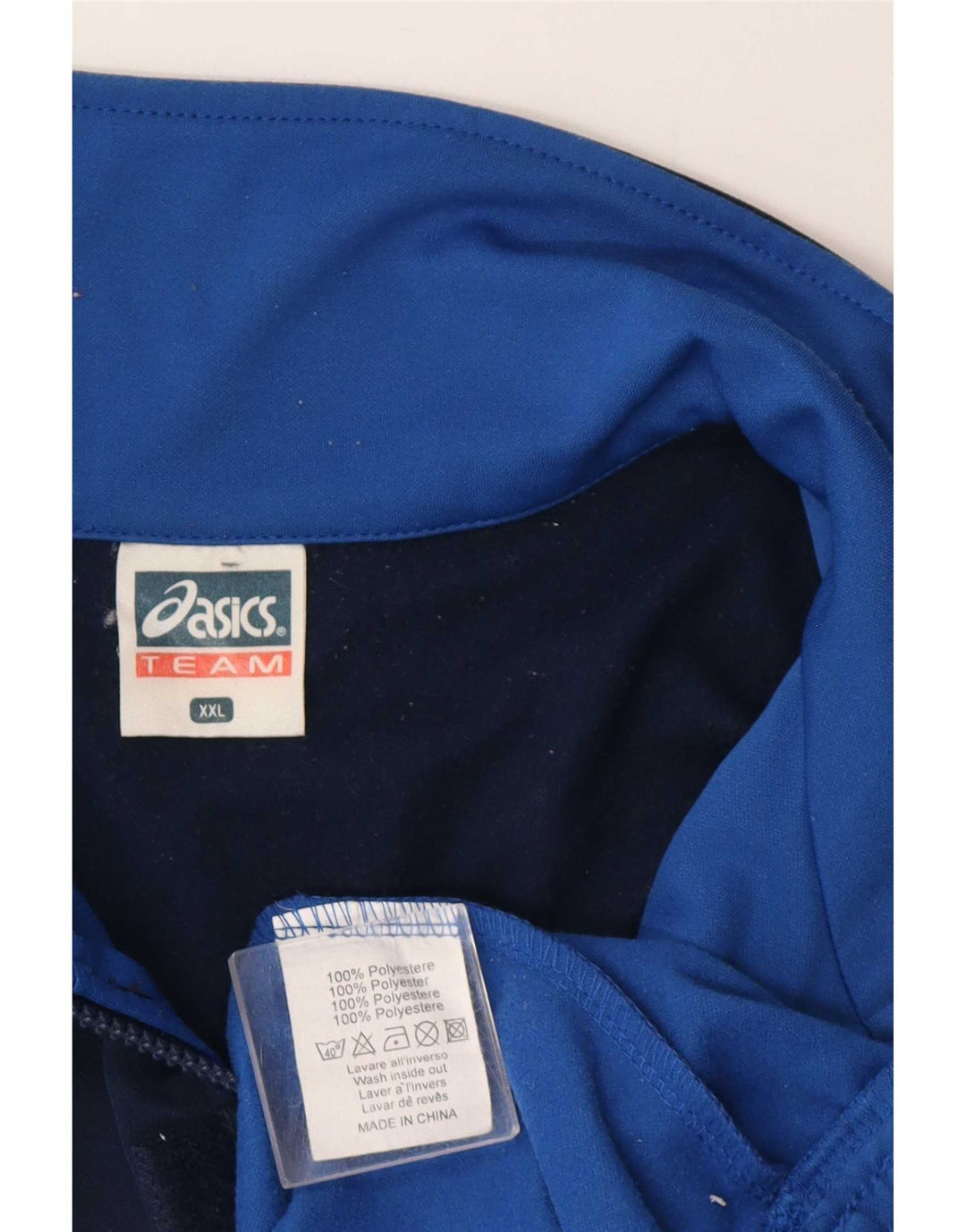 Asics Mens Graphic Zip Neck Pulôver Treino Top 2XL Azul Colourblock