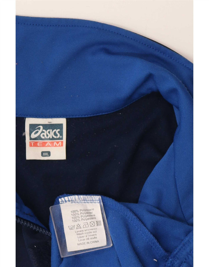Asics Mens Graphic Zip Neck Pulôver Treino Top 2XL Azul Colourblock