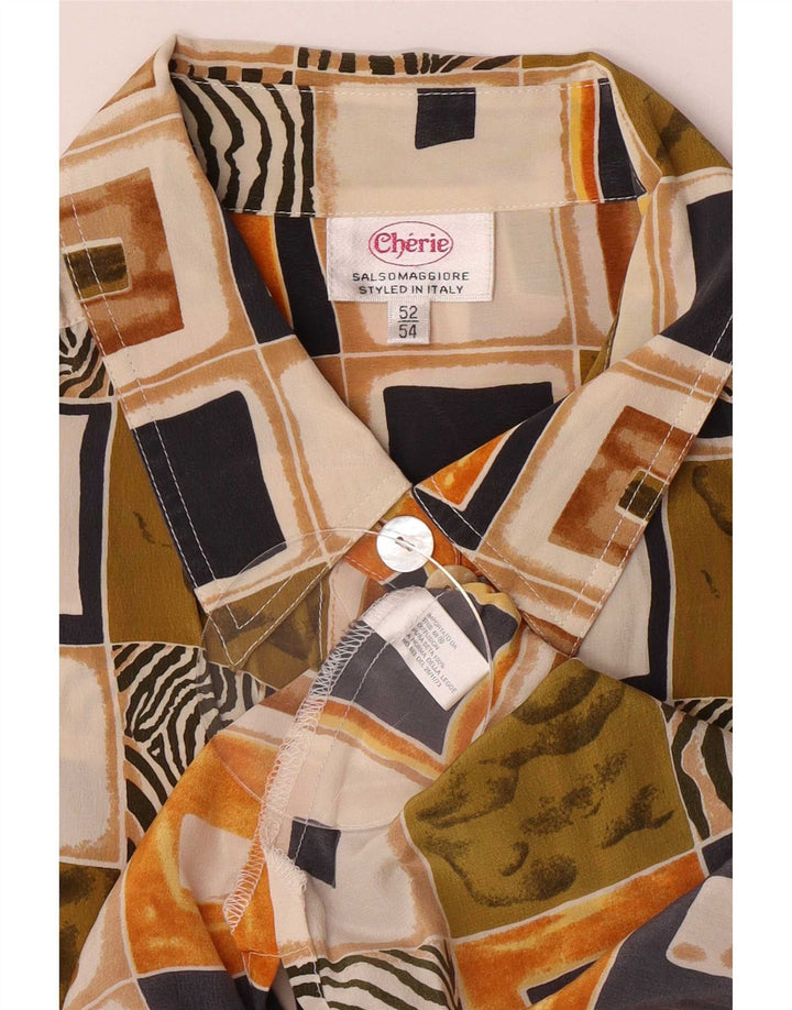 Cherie Camisa feminina de manga curta IT 52/54 2XL Patchwork multicolorido retrô