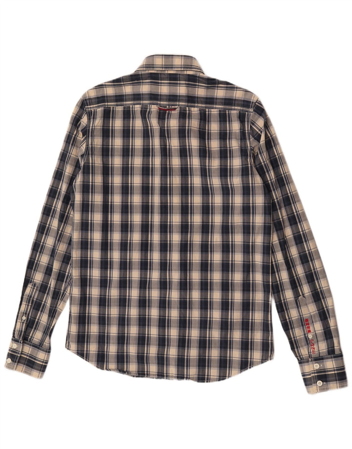 Camisa masculina Superdry grande algodão xadrez azul