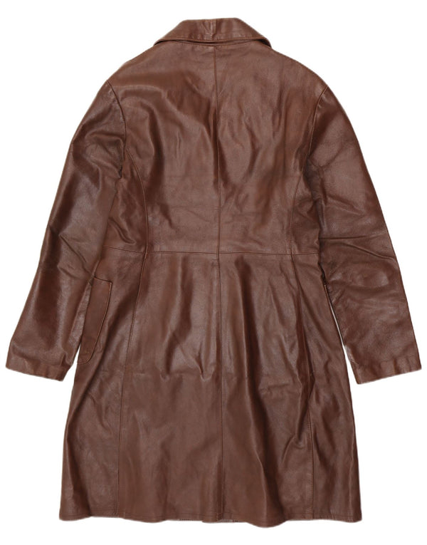 Casaco de couro feminino VINTAGE UK 18 XL couro marrom