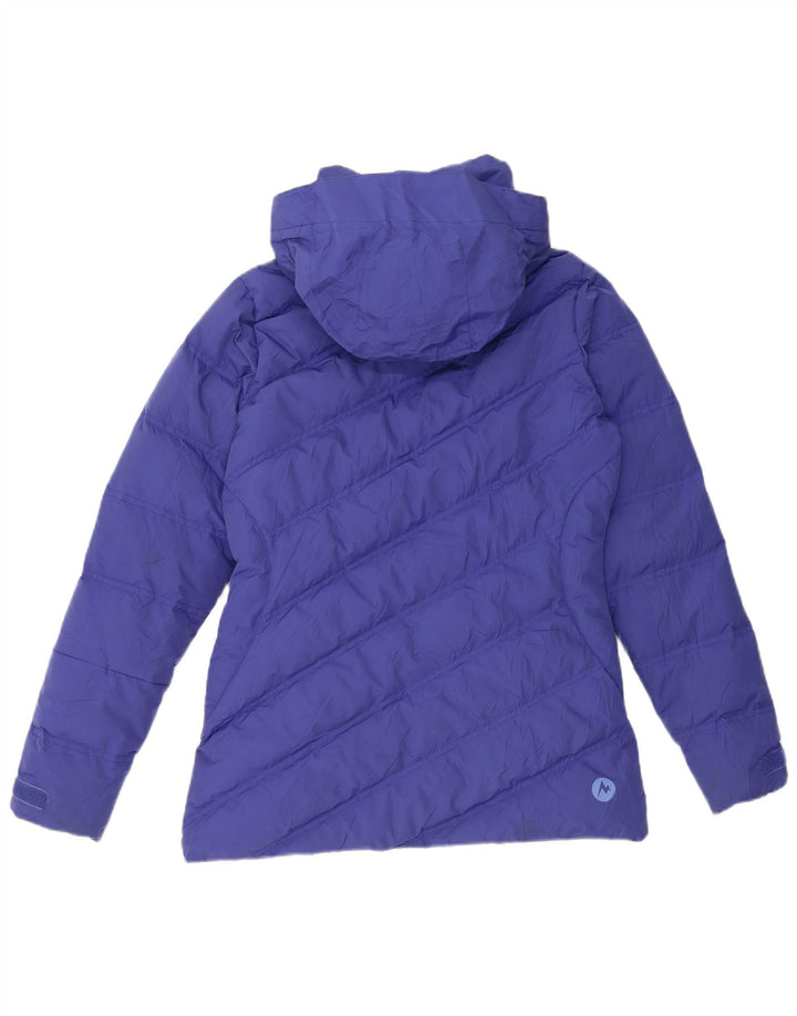 Jaqueta acolchoada com capuz Marmot feminina 700 Fill UK 6 XS azul poliéster