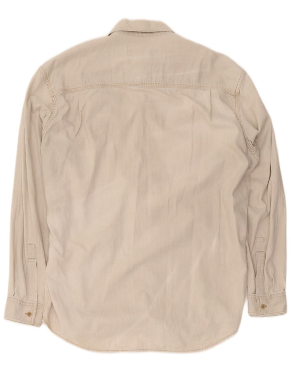 Camisa jeans masculina Marlboro Classics grande algodão bege