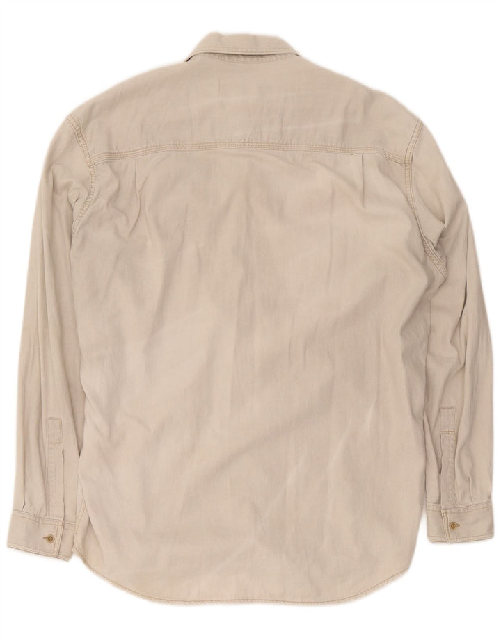 Camisa jeans masculina Marlboro Classics grande algodão bege