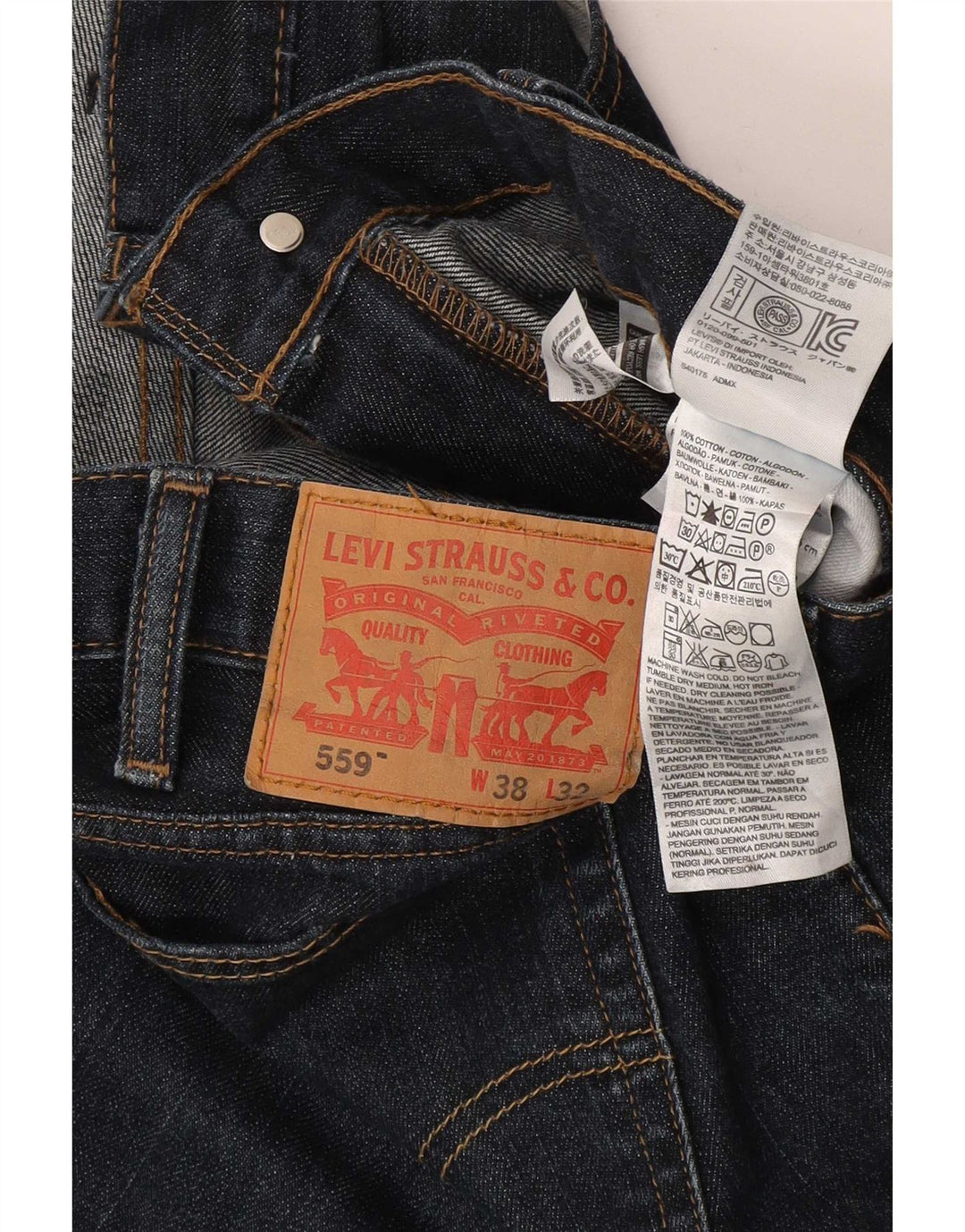 Levi's Masculino 559 Straight Jeans W38 L32 Azul Marinho Algodão