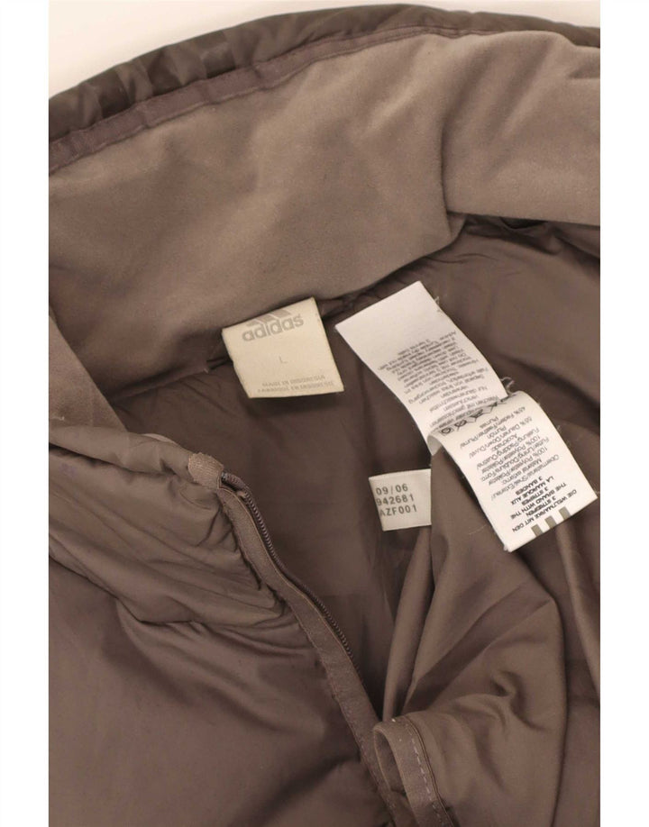 Colete acolchoado feminino Adidas UK 14 grande poliéster cinza