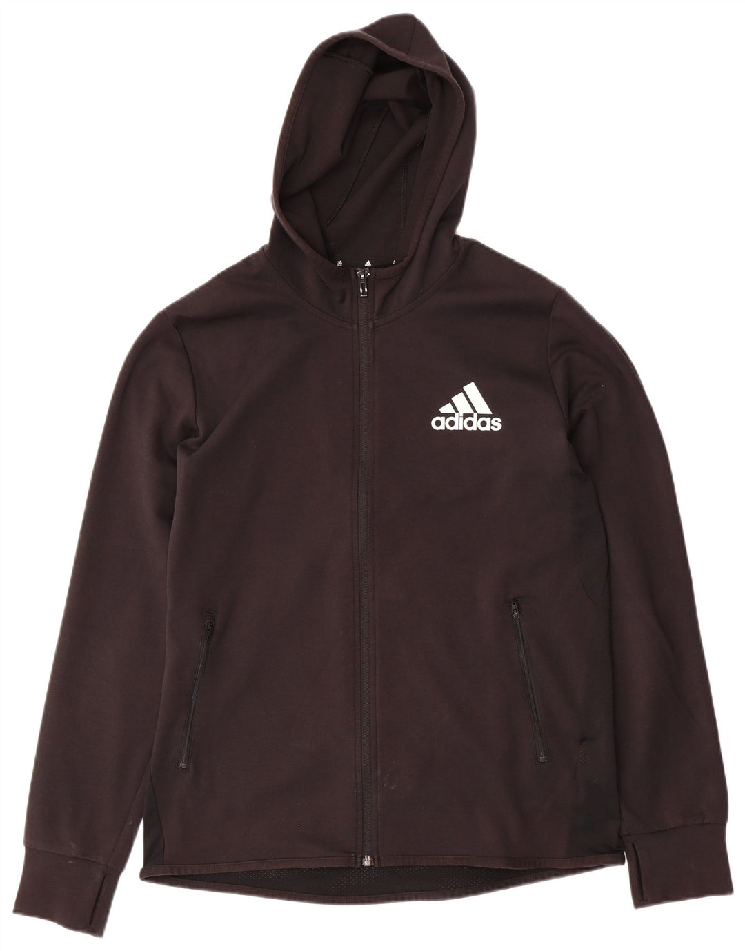 ADIDAS Suéter masculino com capuz e zíper gráfico grande algodão preto