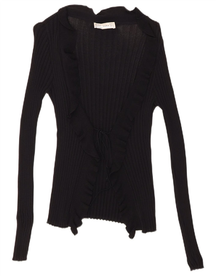 Zara Cardigan Feminino Top UK 12 Médio Preto