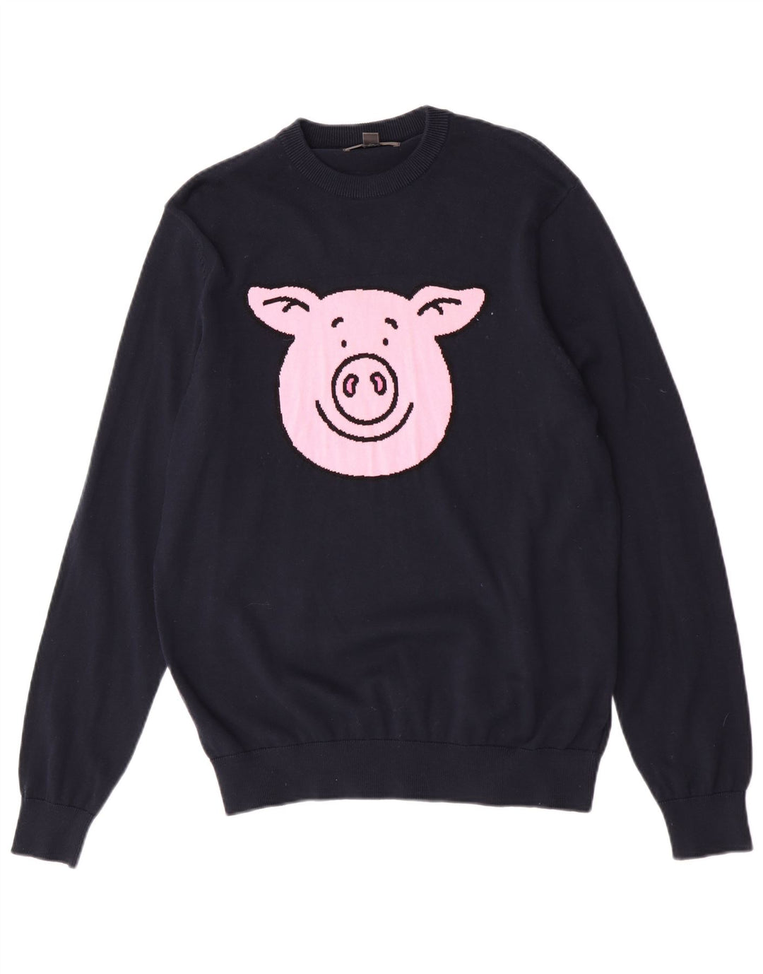 Suéter masculino Marks & Spencer com gola redonda e estampa animal azul marinho médio