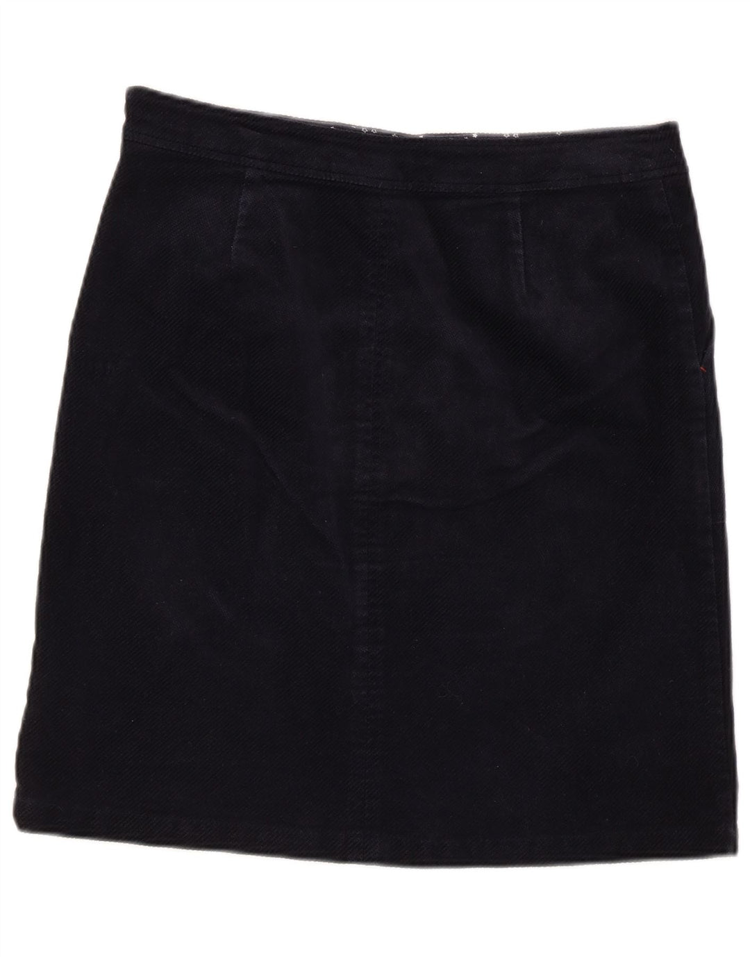 Saia feminina de veludo cotelê White Stuff UK 10 pequena W32 algodão azul marinho