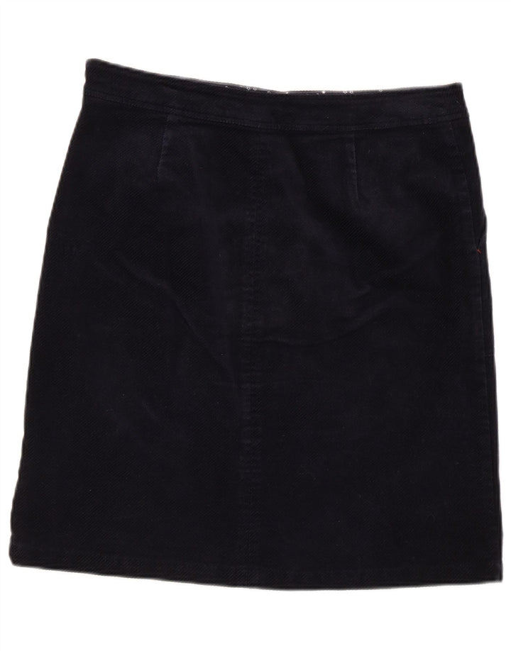 Saia feminina de veludo cotelê White Stuff UK 10 pequena W32 algodão azul marinho