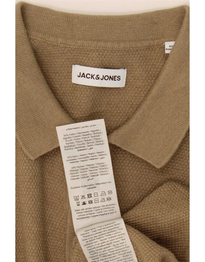 Camisa masculina de manga curta Jack & Jones algodão bege médio