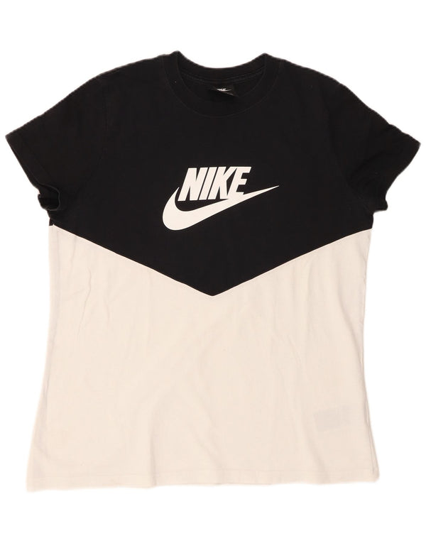 Camiseta feminina gráfica Nike UK 16 grande algodão colorblock preto