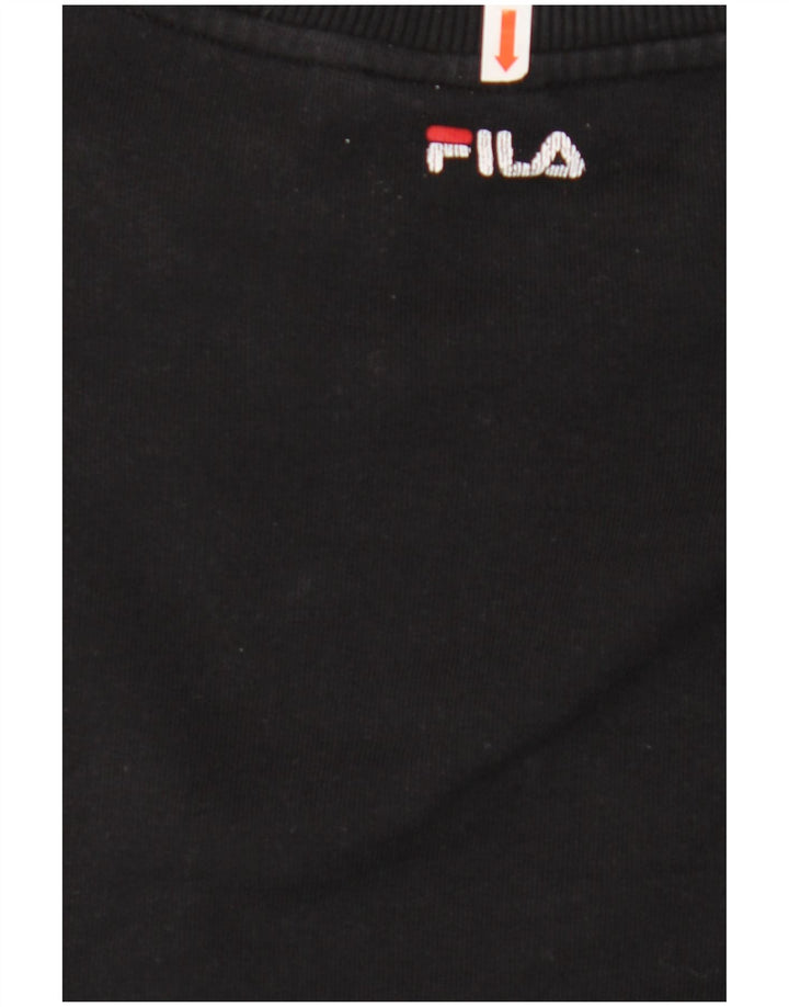 FILA moletom gráfico feminino jumper UK 16 grande algodão preto