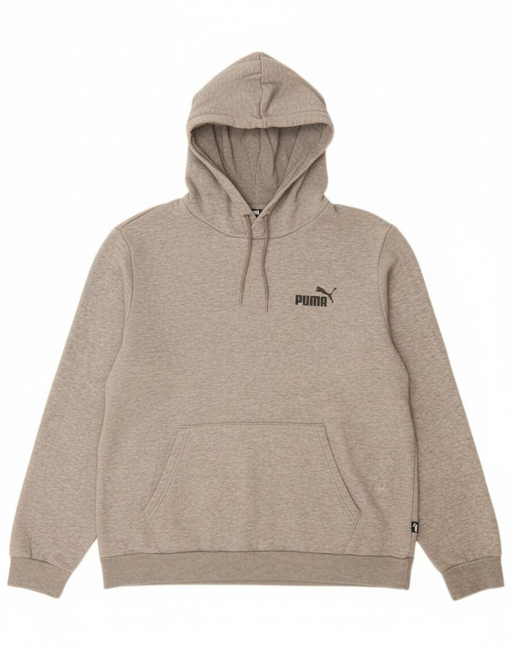 Puma Mens Hoodie Jumper Médio Cinza Algodão Flecked