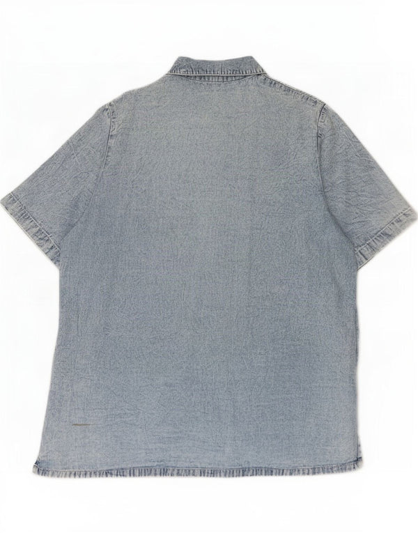 Positano by Jean Paul Camisa jeans feminina de manga curta Reino Unido 18 XL Azul