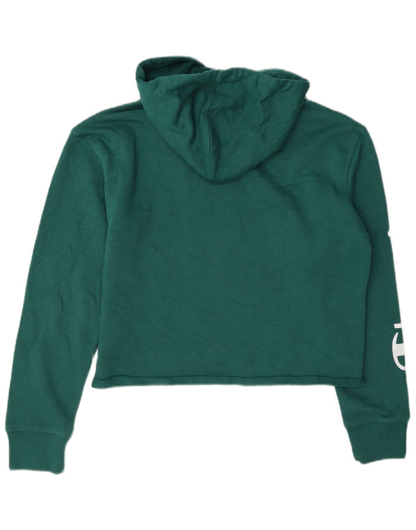 Jumper feminino com capuz estampado de grandes dimensões da Champion Reino Unido 10 pequeno verde