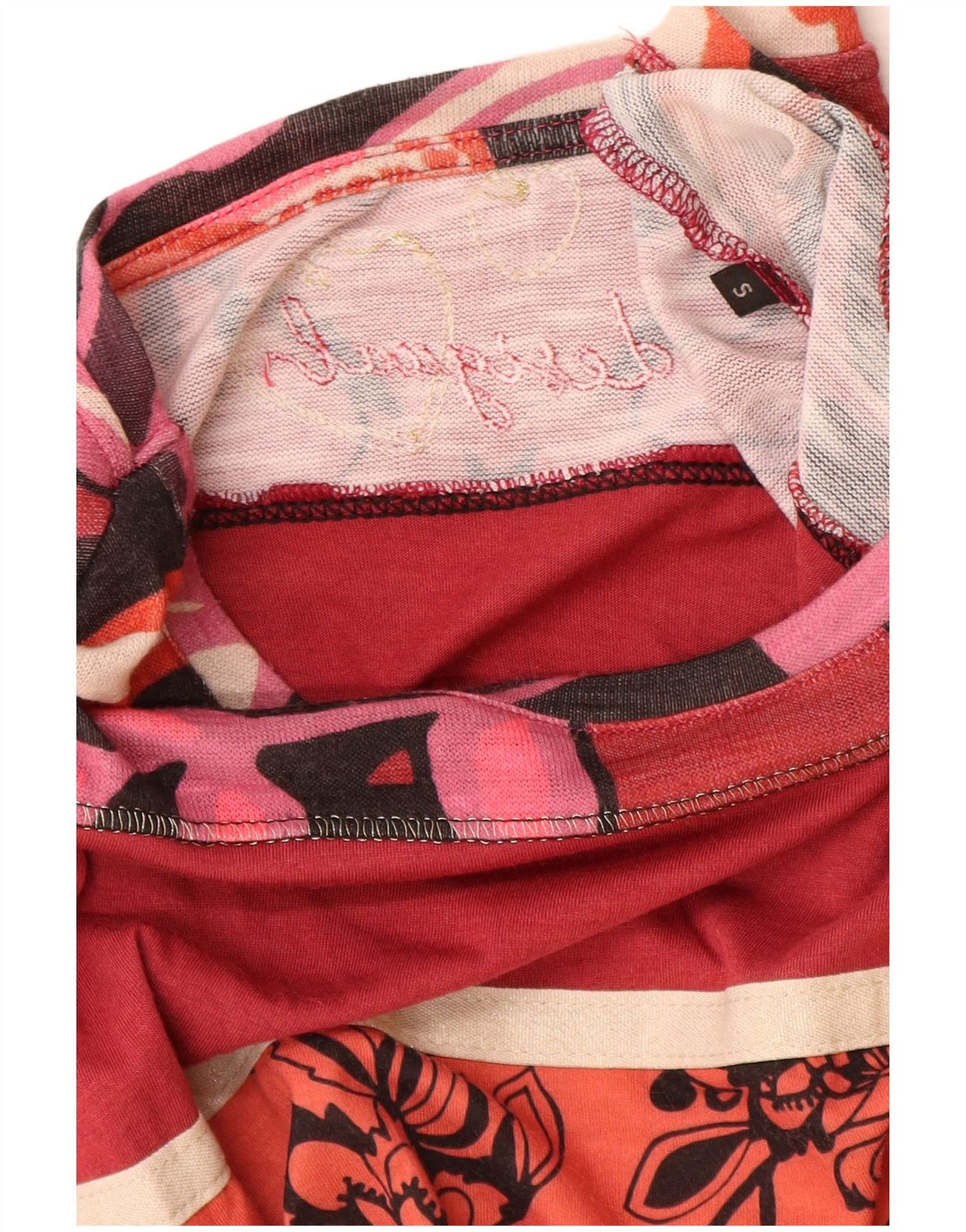 Top gráfico feminino Desigual manga comprida UK 10 pequeno floral multicolorido