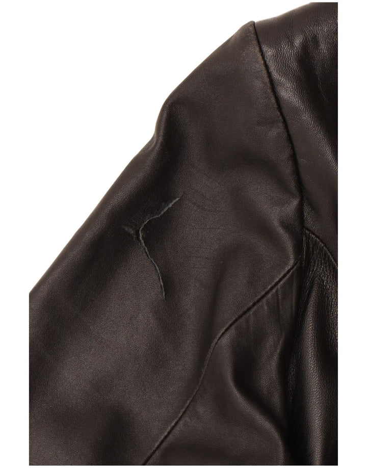 Jaqueta de couro feminina ELEMENTS UK 10 pequena clássica de couro preto