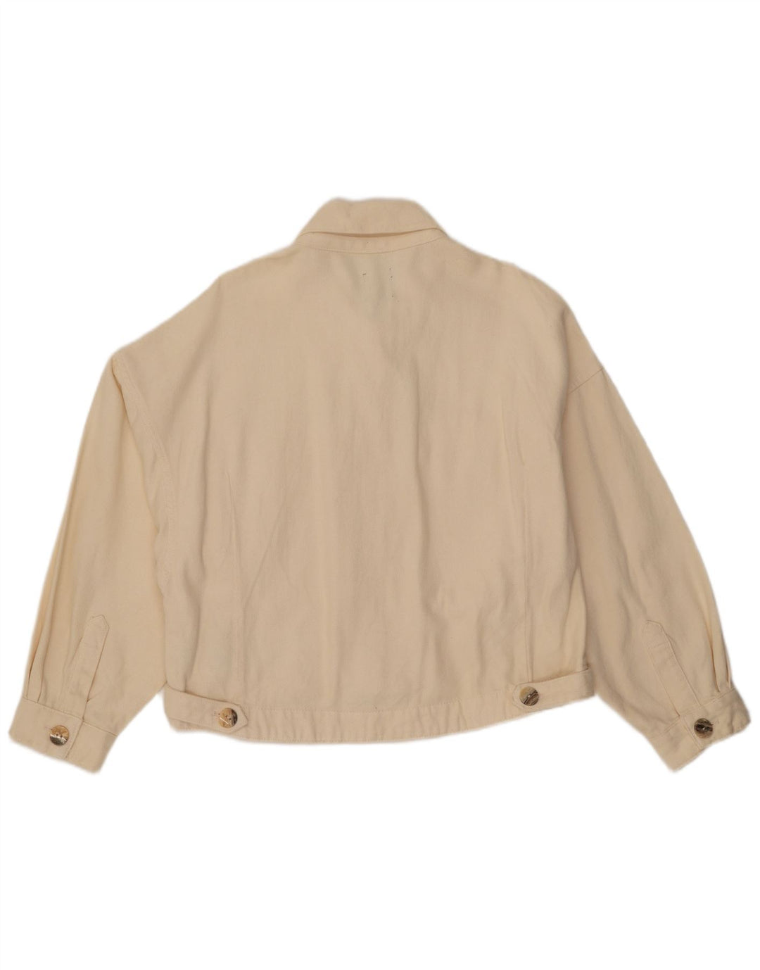 Zara Womens Crop Oversized Denim Jacket Reino Unido 16 Grande Off White Cotton