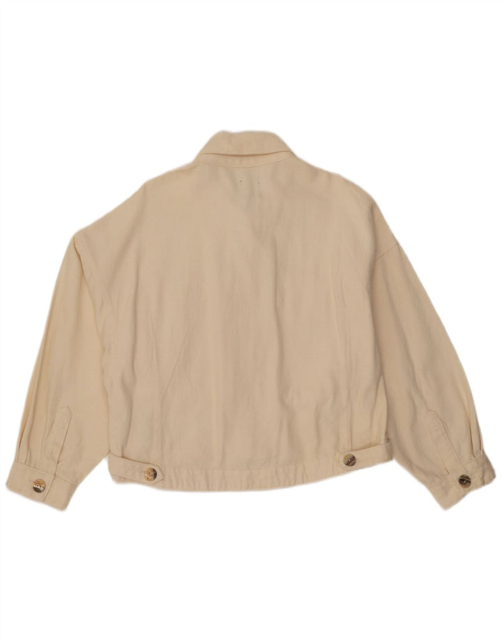 Zara Womens Crop Oversized Denim Jacket Reino Unido 16 Grande Off White Cotton