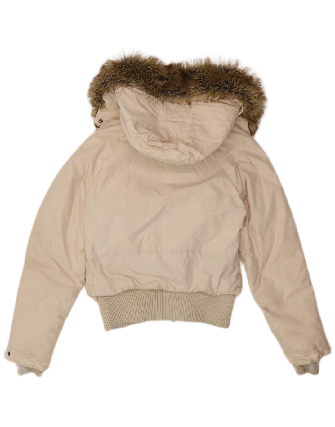Jaqueta feminina acolchoada com capuz Woolrich Reino Unido 14 algodão branco médio