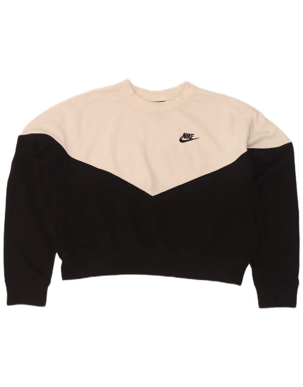 Nike Womens Crop Oversized Moletom Jumper UK 18 XL Preto Colourblock