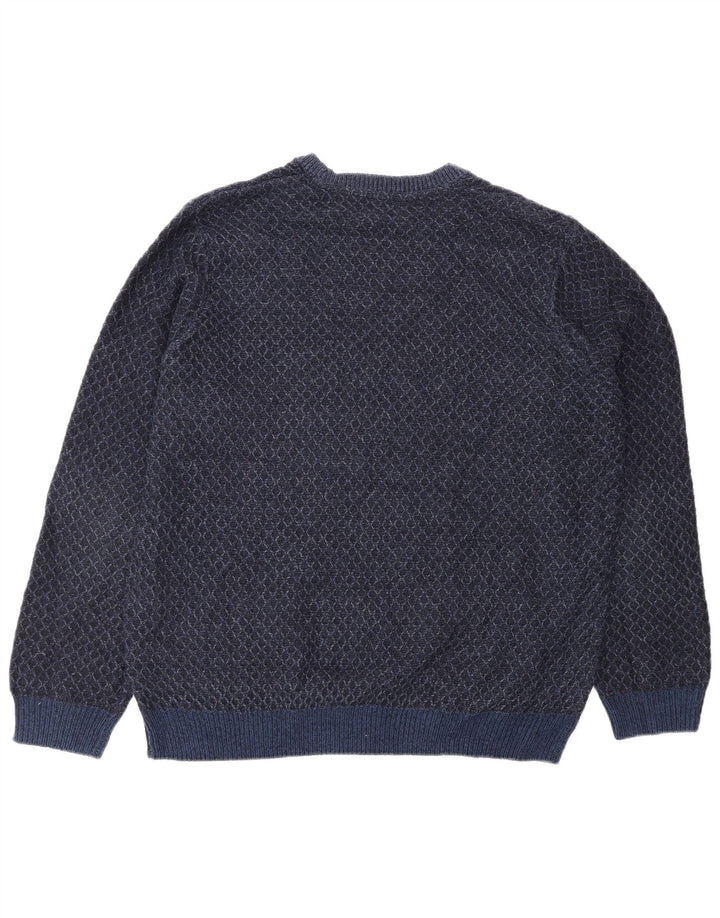 Suéter masculino Marks & Spencer com gola redonda XL azul marinho geométrico