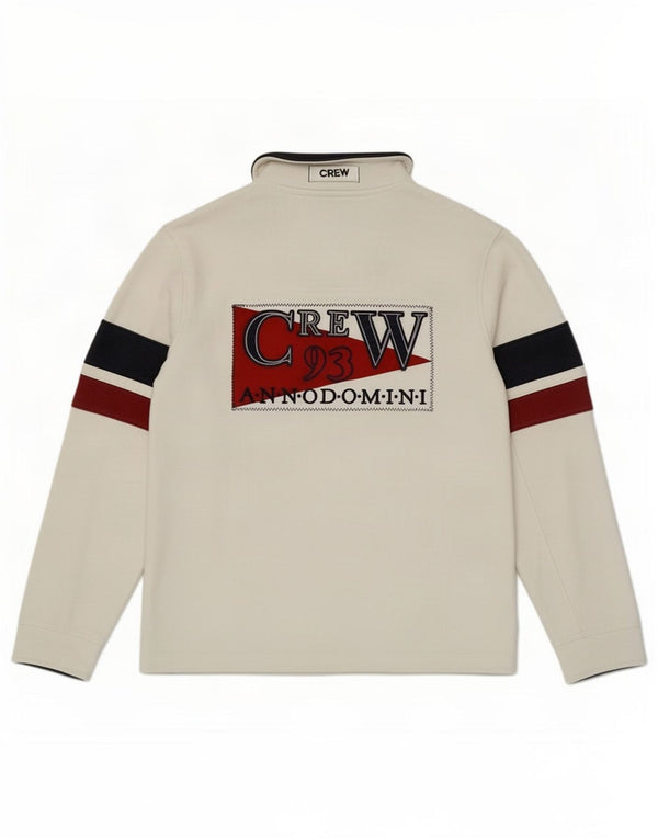 Crew Clothing Mens Gráfico Zip Neck Moletom Jumper Médio Listrado Branco
