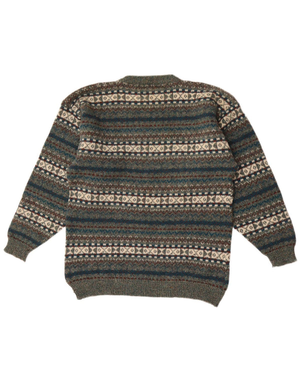 Suéter masculino Antartex com gola redonda XL verde Fair Isle Wool