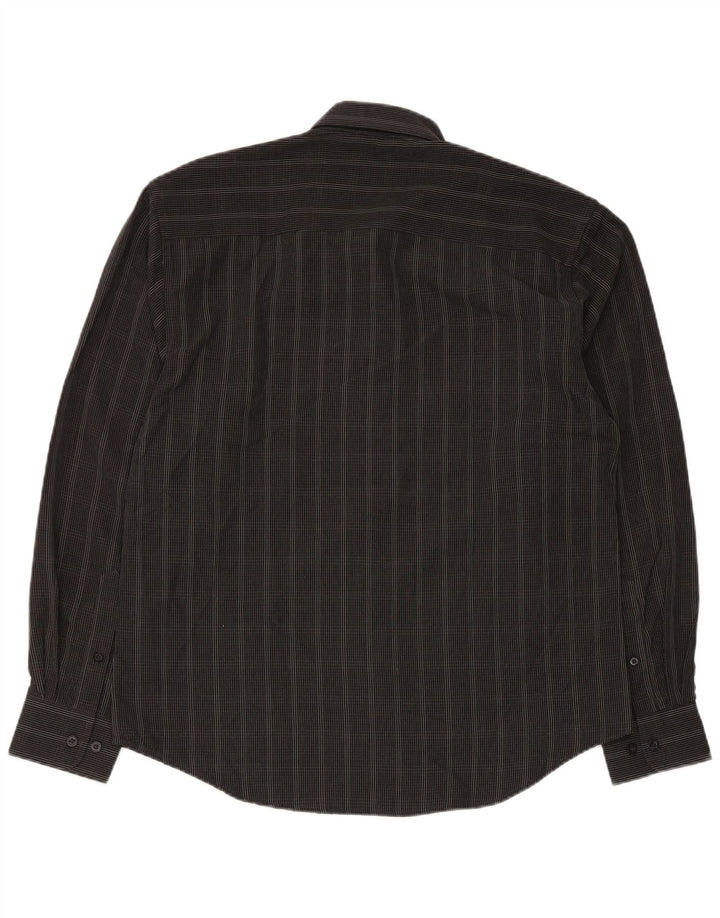 Camisa masculina Pierre Cardin poliéster xadrez preto médio