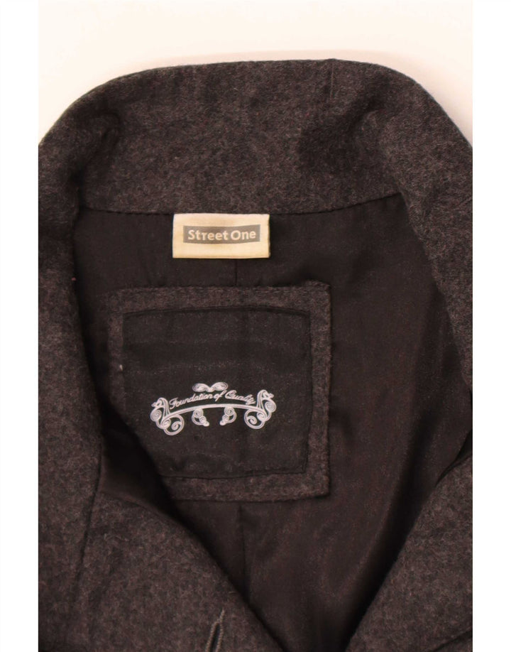 Jaqueta blazer feminina de manga curta Street One Reino Unido 14 grande lã cinza