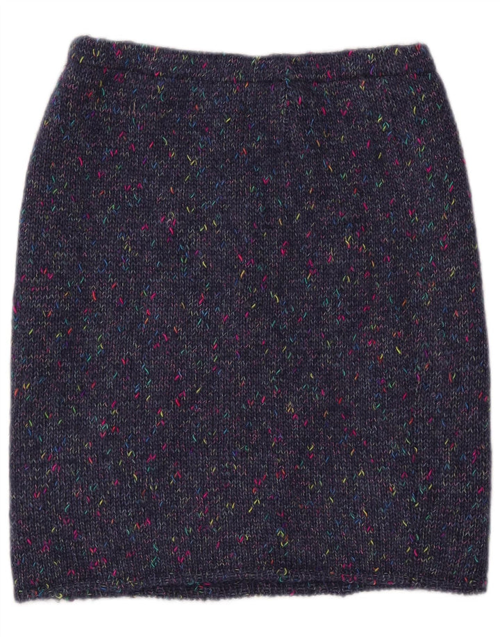 Saia reta feminina de malha VINTAGE W30 médio azul marinho manchado
