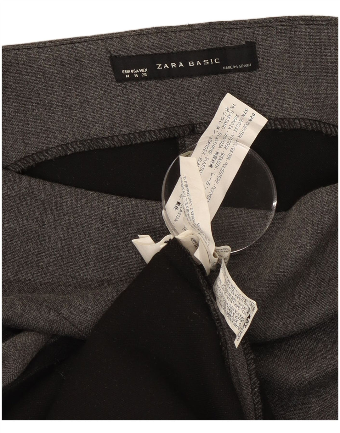 Vestido feminino Zara com bainha sem mangas UK 12 poliéster cinza médio