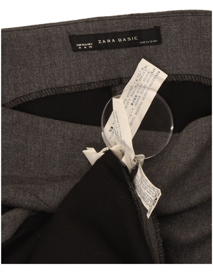 Vestido feminino Zara com bainha sem mangas UK 12 poliéster cinza médio