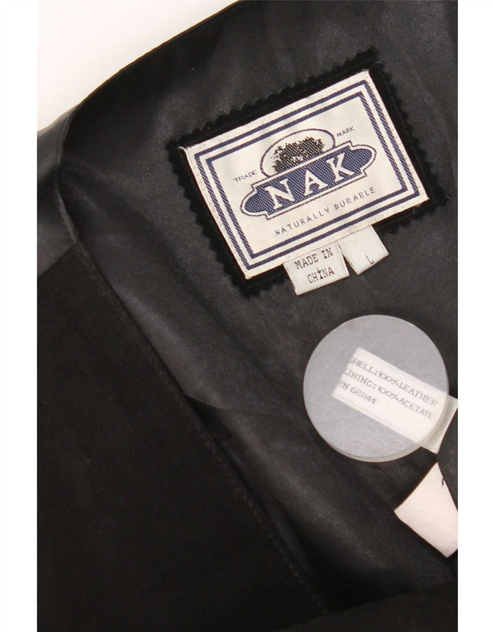 Colete de couro masculino vintage grande preto