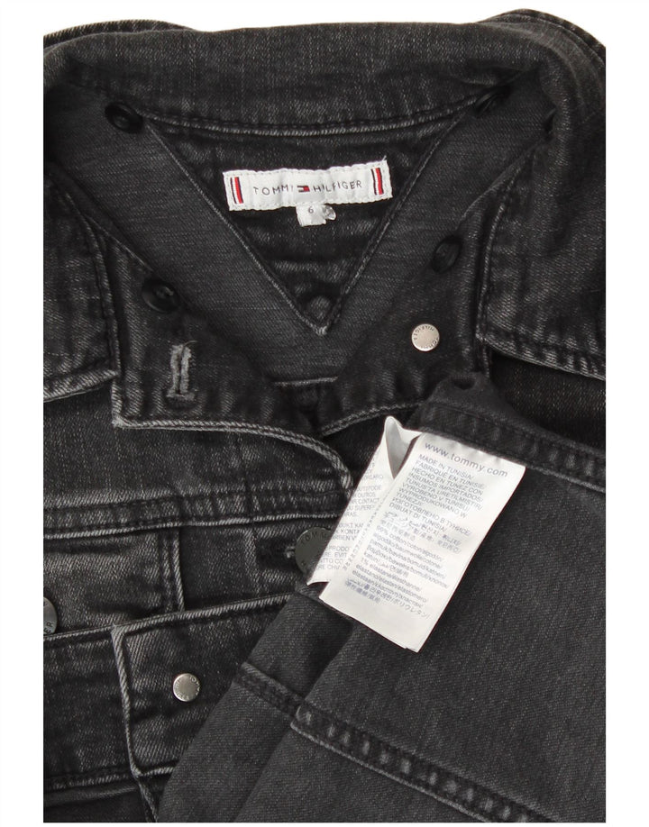 Jaqueta jeans feminina Tommy Hilfiger curta EUA 6 algodão cinza médio